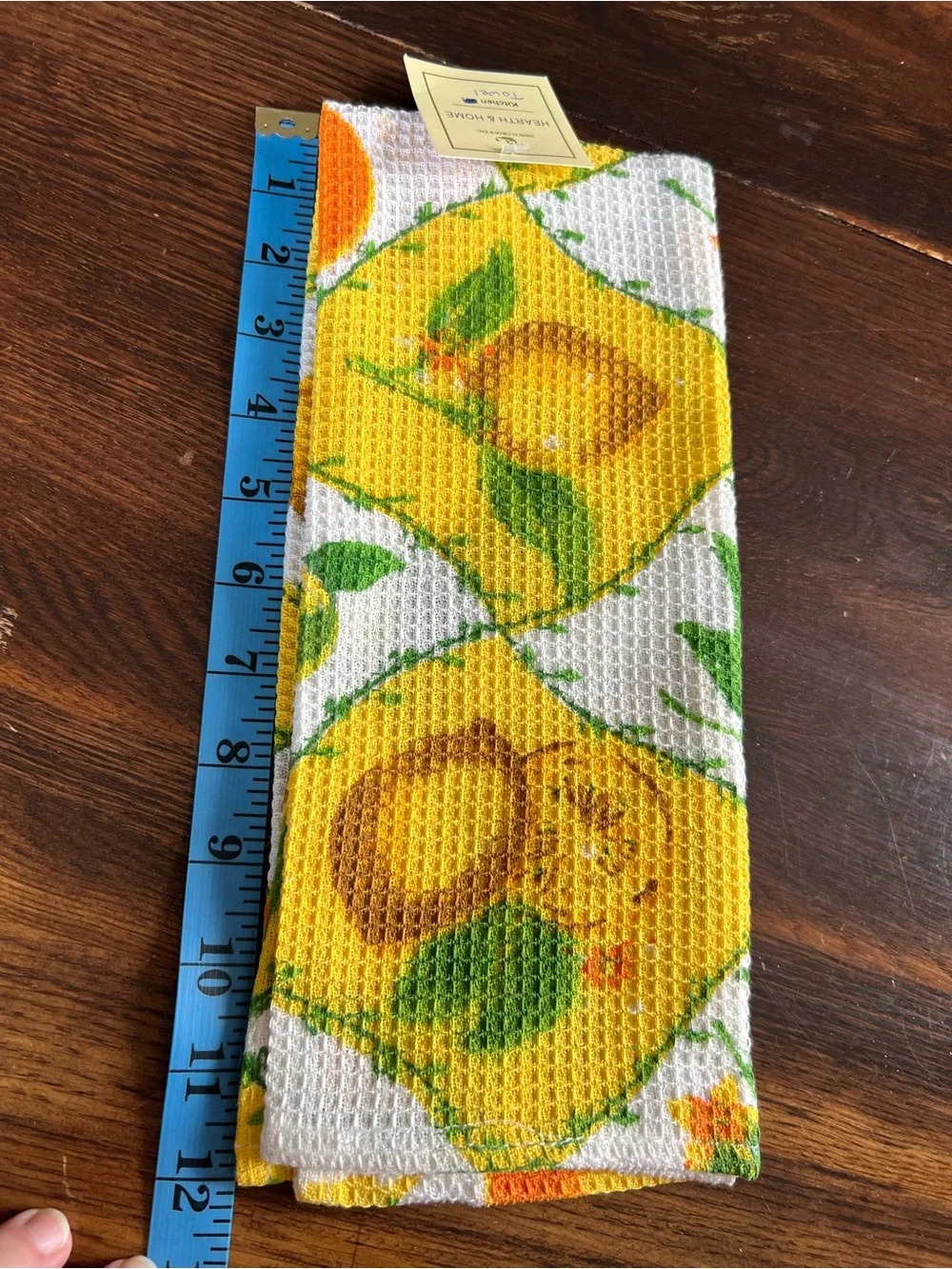 Nidico Group Inc. Vintage Kitchen Waffle Towel MWT Citrus Fruits Print Yellow